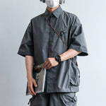 Japanese Functional Large Pocket Shirt Casual Loose Overalls Two-piece Set