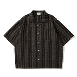 Colorblock Striped Cuban Collar Shirt