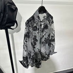 Retro Hollow Print Loose Casual Shirt