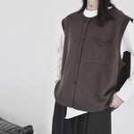 Crew Neck Knitted Loose Sleeveless Vest