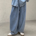 Denim Loose-fitting Wide-leg Trousers