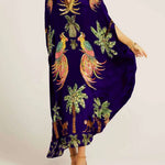 Unique Drop Shoulder Sleeve Coconut Tree Printed Dress