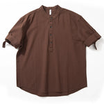 Stand Collar Casual Short Sleeve Shirt