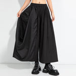 Irregular Striped Patchwork Elastic Waist Culottes