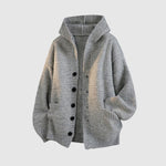 Unisex Textured Hooded Knit Cardigan
