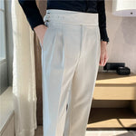 Slim-fit Paris Buckle High-waist Casual Trousers