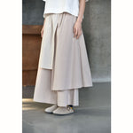 Womenâ€˜s Irregular Color-blocked Faux Two-piece Casual Skirt Pants