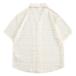 Loose Casual Hollow Pattern Cuban Collar Shirt