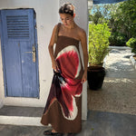 Liora | Robe longue bustier à dos nu avec imprimé fleuri