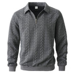 Men's Cable Texture Zip Collar Jumper