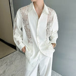 French Lace Panelled Cut-out Shirt