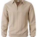 Men's Cable Texture Zip Collar Jumper