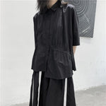 Japanese Style Irregular Pleated Loose T-shirt