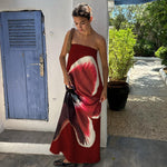 Liora | Robe longue bustier à dos nu avec imprimé fleuri