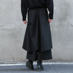Loose Elastic Waist Wide Leg Fake Two Piece Culottes