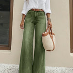 Women's Button Pocket Wide Leg Jeans