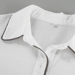 Black and White Contrast Cotton and Linen Shirt and Shorts Two-piece Set