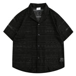 Loose Casual Hollow Pattern Cuban Collar Shirt