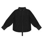 Striped Textured Loose Long-sleeved Shirt