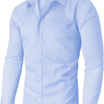 KZZ Men's Super Stretch Dress Shirt, Quick-Drying, Breathable and Wrinkle-Resistant