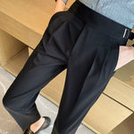 Slim-fit Paris Buckle High-waist Casual Trousers