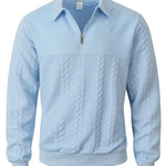 Men's Cable Texture Zip Collar Jumper