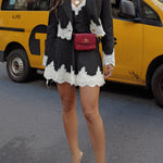 Black Lace-paneled Suit And Dress Set
