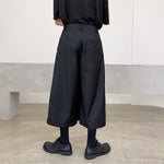 Asymmetric Wide-leg Culottes Hakama Pants