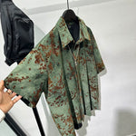 Vintage Print Loose Lapel Shirt