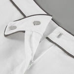 Black and White Contrast Cotton and Linen Shirt and Shorts Two-piece Set