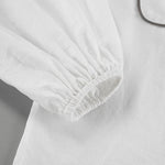 Black and White Contrast Cotton and Linen Shirt and Shorts Two-piece Set