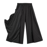 Irregular Striped Patchwork Elastic Waist Culottes