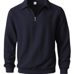 Men's Cable Texture Zip Collar Jumper