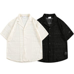 Loose Casual Hollow Pattern Cuban Collar Shirt