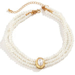 Short faux pearl and turquoise bead necklace