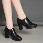 Women's Round Toe Block Heel Slip-On Shoes