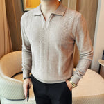 Lyocell V-neck Collared Slim Fit Knit Sweater