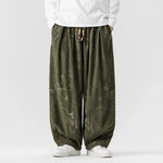 Corduroy Printed Casual Wide-Leg Pants