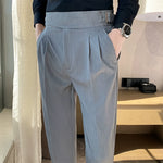 Slim-fit Paris Buckle High-waist Casual Trousers