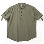 Stand Collar Casual Short Sleeve Shirt