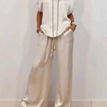 Loose shirt wide-leg pants casual set