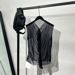 Mesh Hollow V-neck Sleeveless Vest