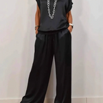 Loose shirt wide-leg pants casual set