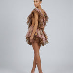 Charlotte Hennessy | Leopard Print Cut-Out Frill Mini Dress For Women
