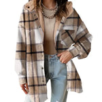 Women's Plaid Fleece Lined Hooded Jacket