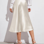 Satin Zipper Elegant Work Skirts - Zeagoo (US Only)