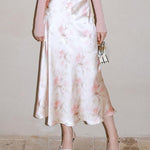 Zeagoo Midi Skirt High Waisted Solid Satin Dress