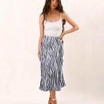 Zeagoo Midi Skirt High Waisted Solid Satin Dress