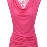 Ruched Cowl Neck Tank Tops - Zeagoo (Us Only)