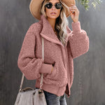 Fuzzy Fleece Jackets Oversized Open Front Coat Zipper Outwear(TTShop02) - Zeagoo (Us Only)